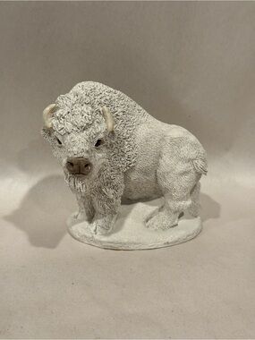 Vintage VTG Stone Critters White Buffalo Bison Figurine Hand Painted SC-459 USA